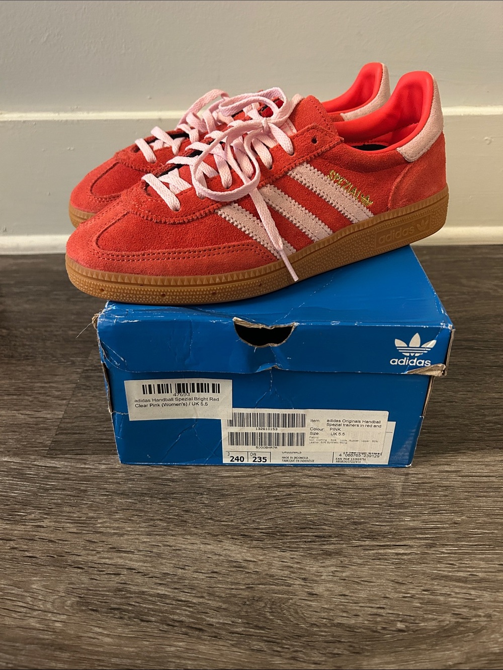 Adidas Handball Spezial Pink and Red Sneakers - New With Tags